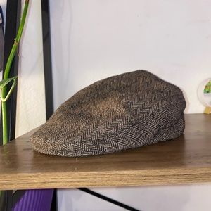 BRIXTON HERRINGBONE HOOLIGAN FLAT CAP - BROWN/KHAKI